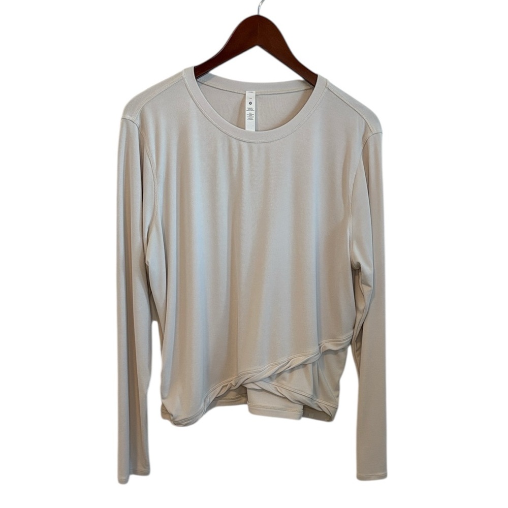 Lululemon Athletica Cream Long Sleeve Ribbed Pullover Top Style LW3EAOS